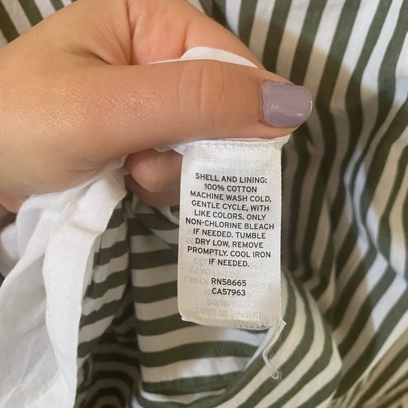 MELROSE AND MARKET POPLIN COTTON MINIDRESS IN GREEN CHIVE CABANA STRIPE - Picture 5 of 6